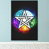 Wiccan pentagram canvas afdruk (Insitu (Houten vloer))