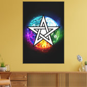 Wiccan pentagram canvas afdruk (Insitu (Woonkamer))