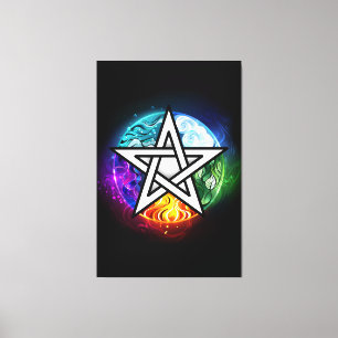 Wiccan pentagram canvas afdruk