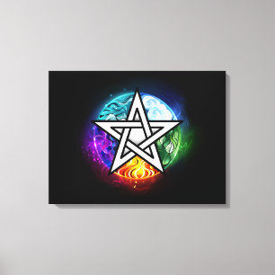 Wiccan pentagram canvas afdruk