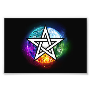 Wiccan pentagram foto afdruk