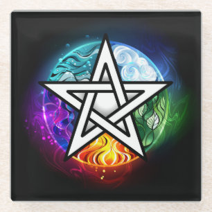 Wiccan pentagram glazen onderzetter