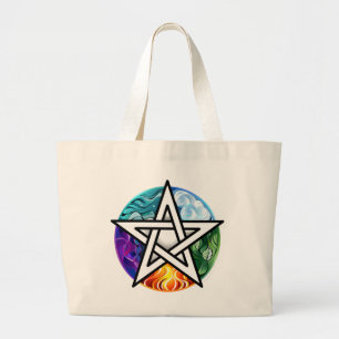 Wiccan pentagram grote tote bag