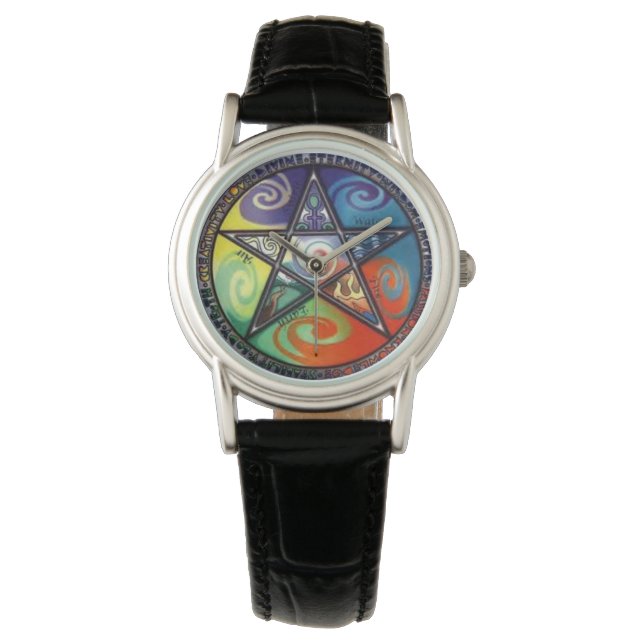 Wiccan Pentagram Horloge (Voorkant)