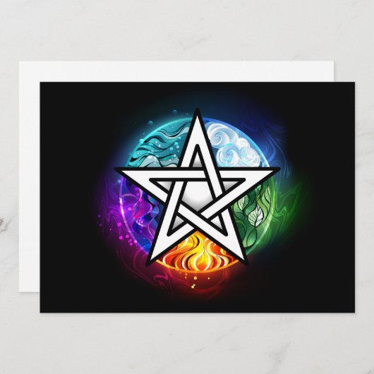 Wiccan pentagram kaart (Voorkant / Achterkant)