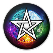 Wiccan pentagram keramische knop (Voorkant)