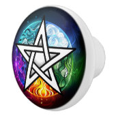 Wiccan pentagram keramische knop (Rechts)