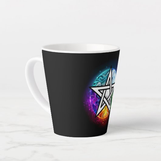Wiccan pentagram latte mok (Linkerhoek)