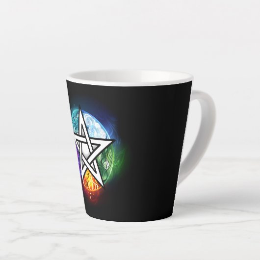 Wiccan pentagram latte mok (Rechterhoek)