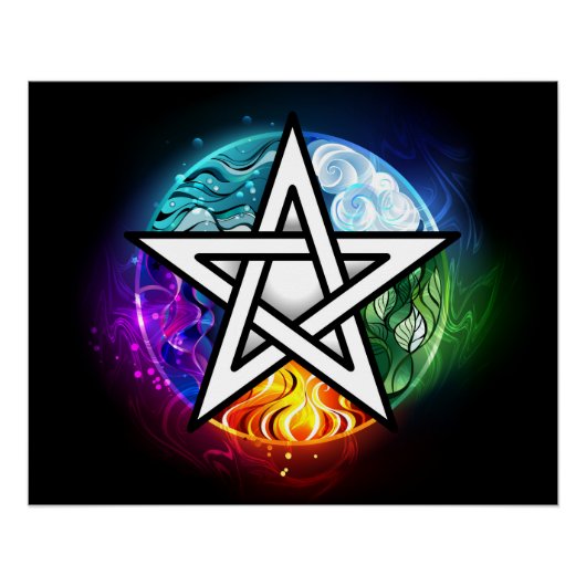 Wiccan pentagram perfect poster (Voorkant)