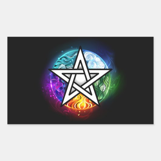 Wiccan pentagram rechthoekige sticker (Voorkant)