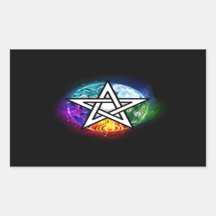 Wiccan pentagram rechthoekige sticker
