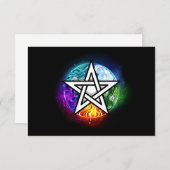 Wiccan pentagram RSVP kaartje (Voorkant / Achterkant)