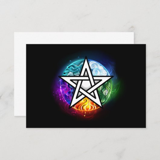Wiccan pentagram RSVP kaartje (Voorkant / Achterkant)