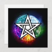 Wiccan pentagram save the date (Voorkant / Achterkant)