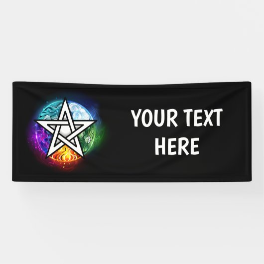 Wiccan pentagram spandoek (Horizontaal)