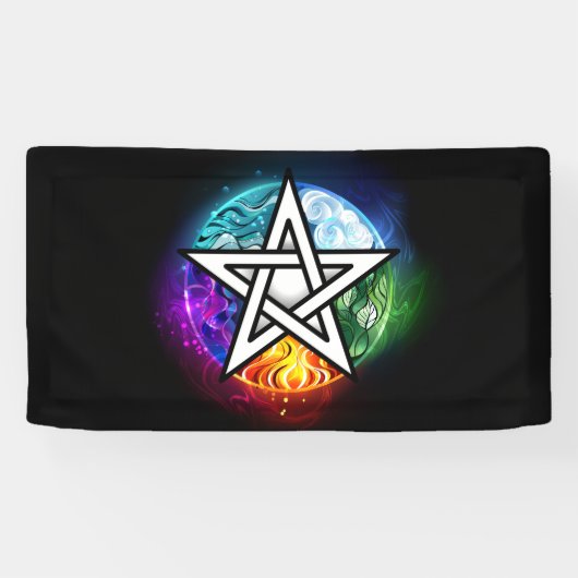 Wiccan pentagram spandoek (Horizontaal)