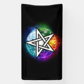 Wiccan pentagram spandoek (Verticaal)