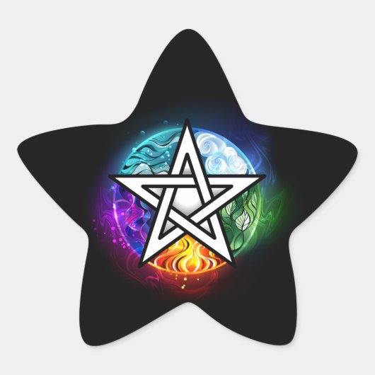 Wiccan pentagram ster sticker (Voorkant)