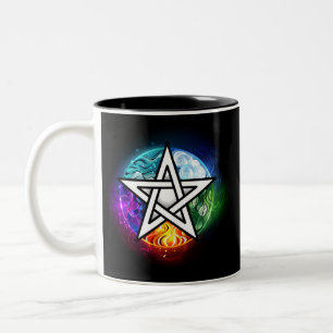 Wiccan pentagram tweekleurige koffiemok
