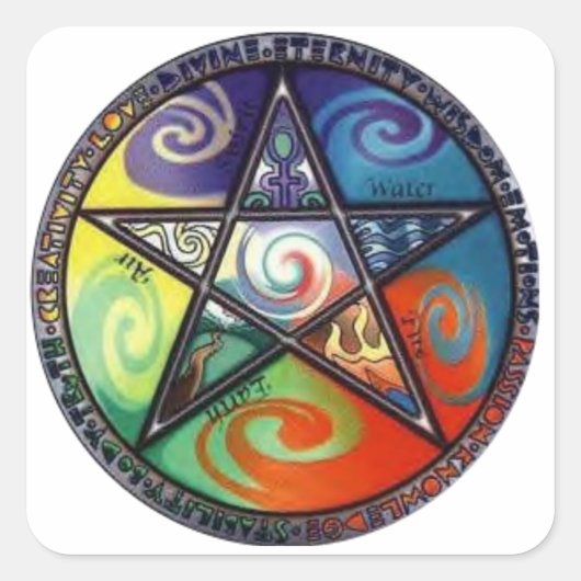 Wiccan Pentagram Vierkante Sticker (Voorkant)
