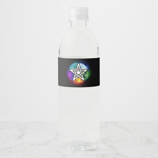 Wiccan pentagram waterfles etiket (Voorkant)