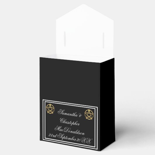 Wiccan pentakel zwart bruiloft bedankdoosjes (Geopend)