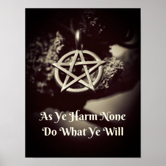 Wiccan Rede Citation Poster Comme Vous Nuisez Aucu (Devant)