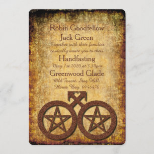 Wiccan Rustic Gay Handfasting Invitation Pentacles Kaart