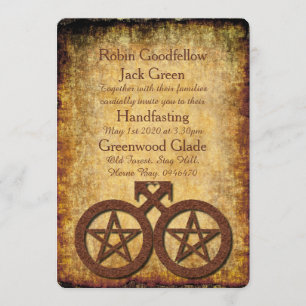 Wiccan Rustic Gay Handfasting Uitnodiging Pentakel