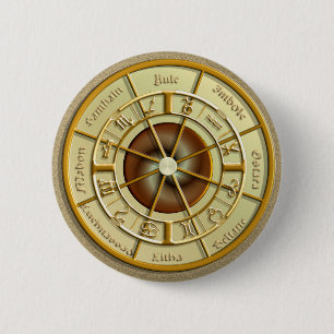 Wiccan Wheel of the Year Ronde Button 5,7 Cm
