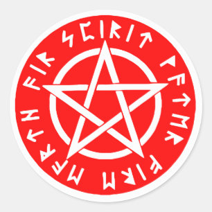 Wiccan white pentagram ronde sticker