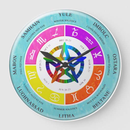 wiccawiel van het jaar met pentagramklok grote klok (Voorkant)