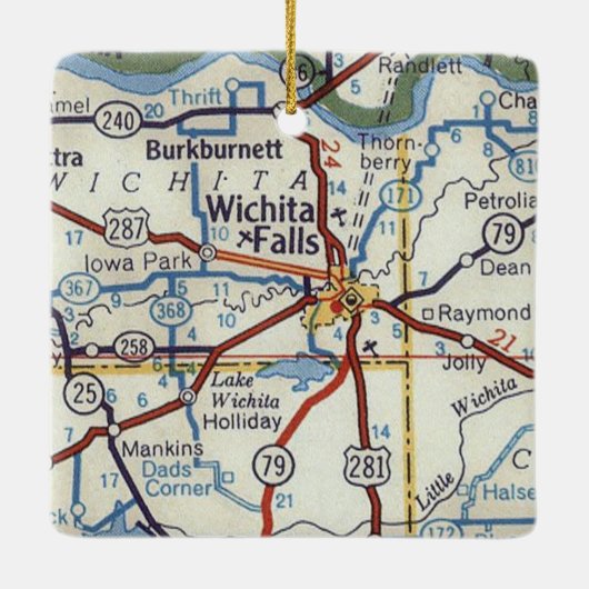 Wichita Herfsten TX kaart Keramisch Ornament (Achterkant)