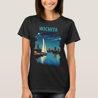 Wichita Kansas Silhouette Blauw Reizen T-shirt
