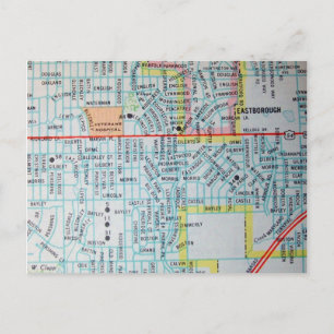 Wichita, KS Vintage Map Briefkaart