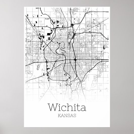 Wichita Map - Kansas - City Map Poster (Voorkant)