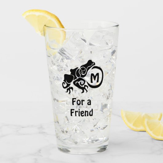 Wick Tribal Frog Monogram Glas (Voorkant ijs)
