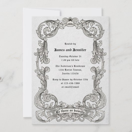 Wicked Affair Gotische Schedel Halloween Party Kaart (Achterkant)