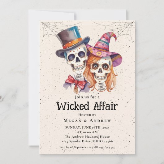 Wicked Affair Halloween Gothic Skull Invit Kaart (Voorkant)