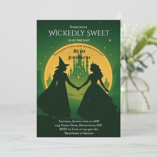 Wicked Baby Shower Invitation | Elphaba & Glinda (Debout devant)