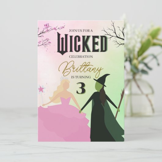 Wicked Birthday Invitation Elphaba and Galinda (Debout devant)