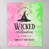 Wicked Birthday Party Poster – Pink & Green Witch (Voorkant)