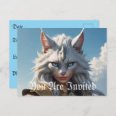 Wicked Blue Eyed Cat Uitnodiging Briefkaart (Voorkant / Achterkant)