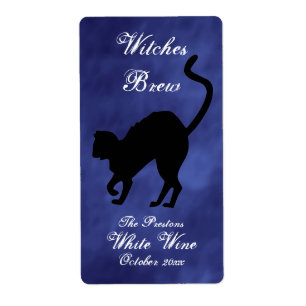 Wicked Cat in Paarse Haze Witches Brew Wijnlabel Etiket