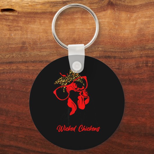 Wicked Chickens Lay Deviled Egg Funny Rooster Chic Sleutelhanger (Voorkant)