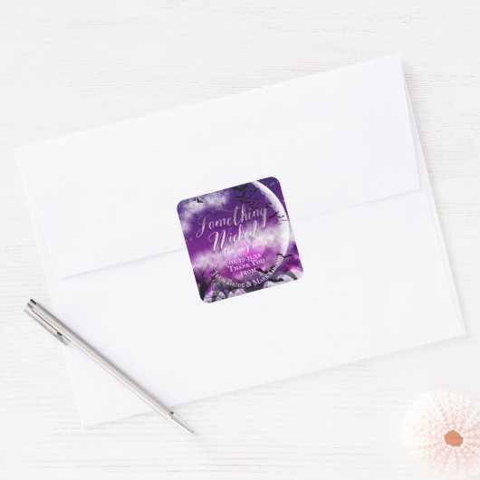 Wicked Fun Halloween Love Moon Wedding Vierkante Sticker (Envelop)