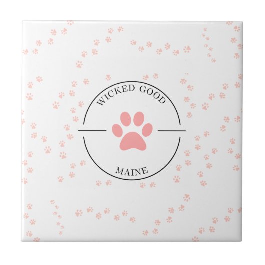 Wicked Good Maine - Roze Paws - Onderzetter Tegeltje (Voorkant)