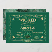 Wicked Good Time Green Birthday Party Invitation (Devant / Derrière)