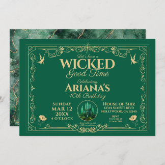 Wicked Good Time Green Birthday Party Invitation